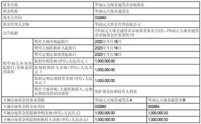 华润元大现金通货币市场基金暂停大额申购、大额转换转入、定期定额投资公告