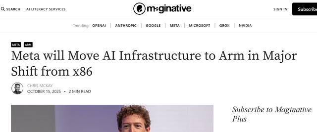Meta 与 Arm 深化战略合作,AI 排名推荐系统将采用 Arm Neoverse IP 芯片
